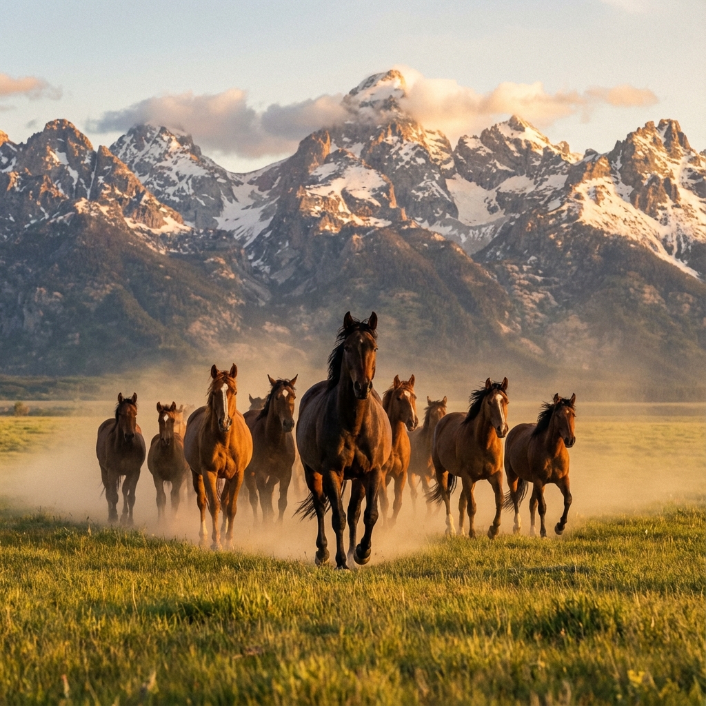 Cavalos selvagens correndo