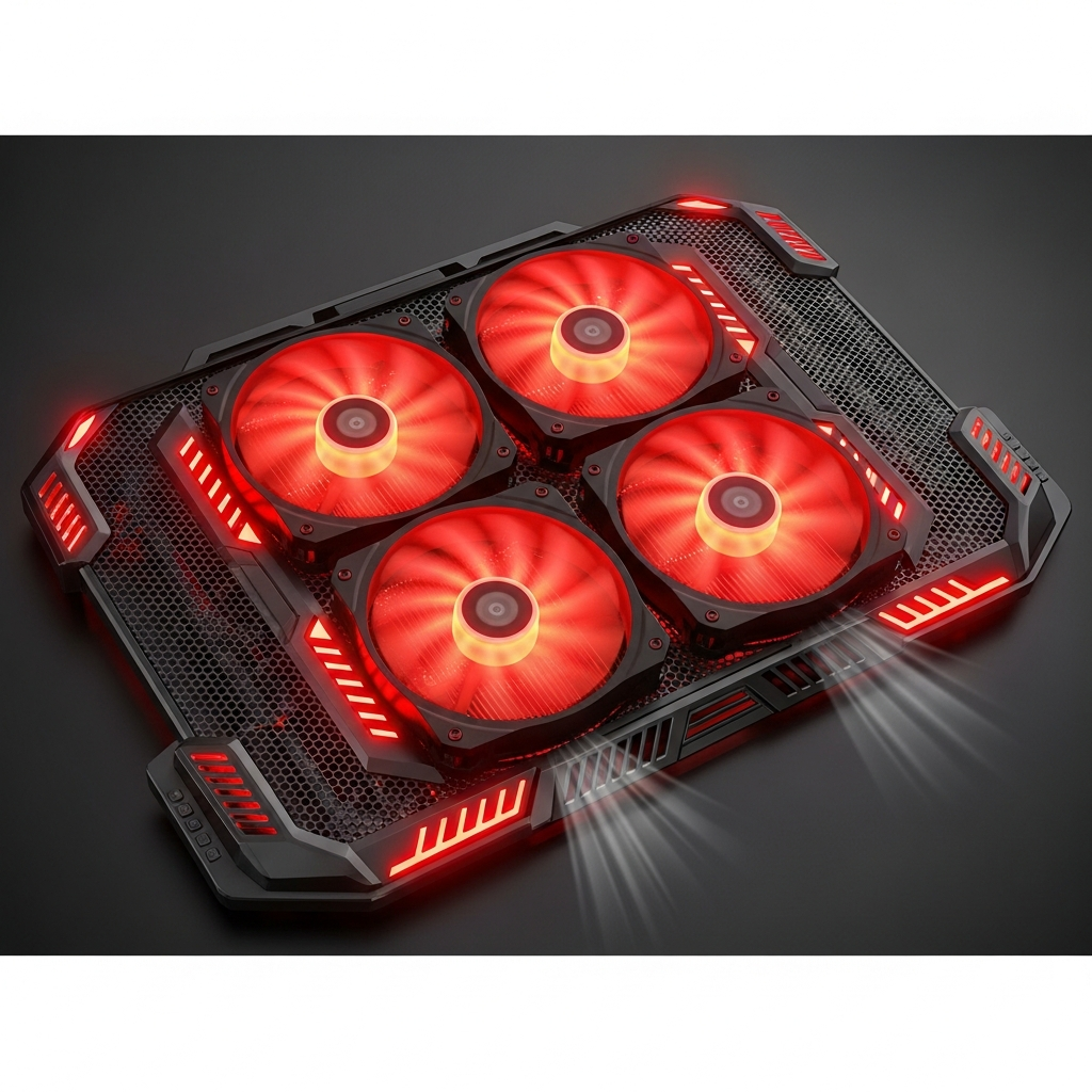 Base cooler gamer com LEDs vermelhos