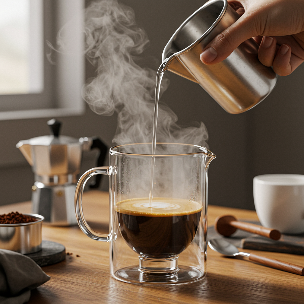 Café sendo preparado em uma Prensa Francesa