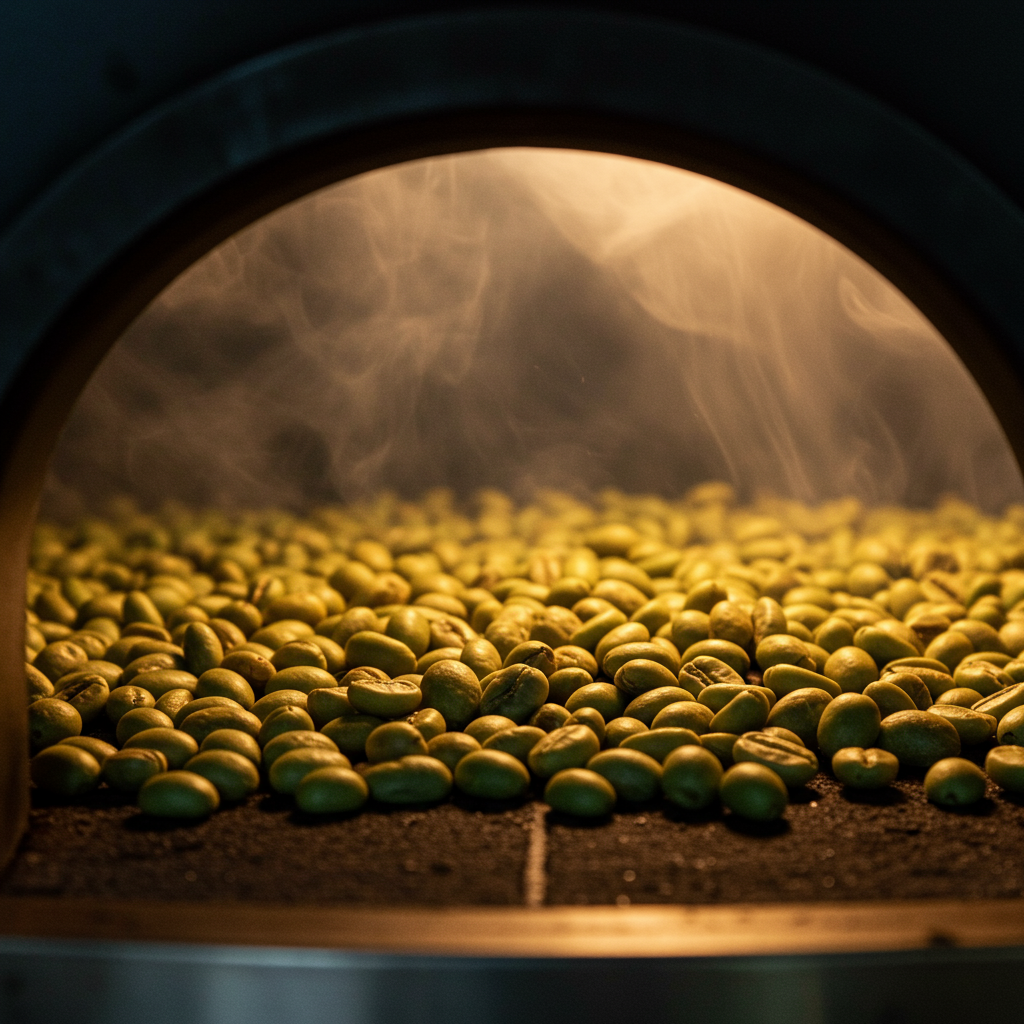Grãos de café sendo torrados