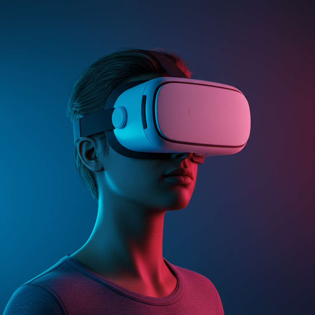 Pessoa usando um headset de realidade virtual