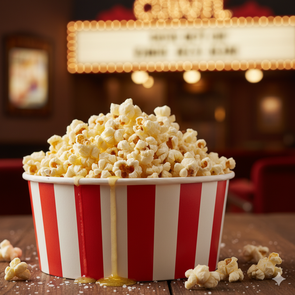 Pipoca salgada clássica em um balde listrado