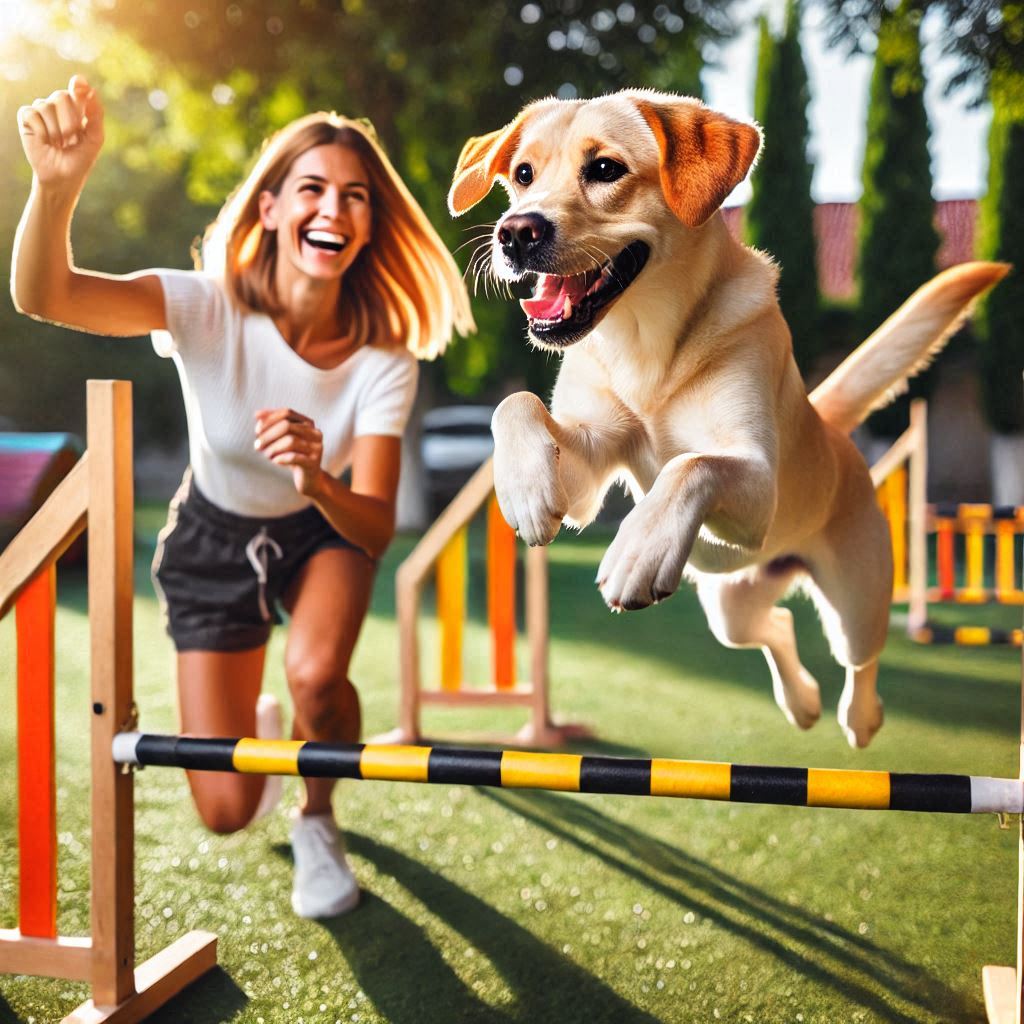 Labrador fazendo exercícios